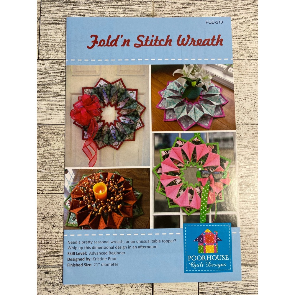 Fold'n Stitch‎ Wreath  2015 Quilting Pattern PQD-210 Table Topper